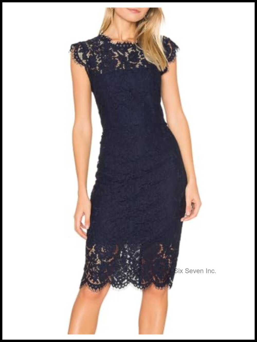 Elegant Lace Cocktail Midi Sheath Dress Wedding Guest Formal